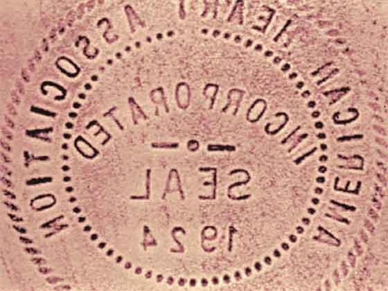 美国心脏协会 incorporation seal from 1924