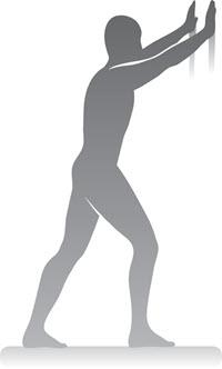 男子伸展小腿肌肉的插图